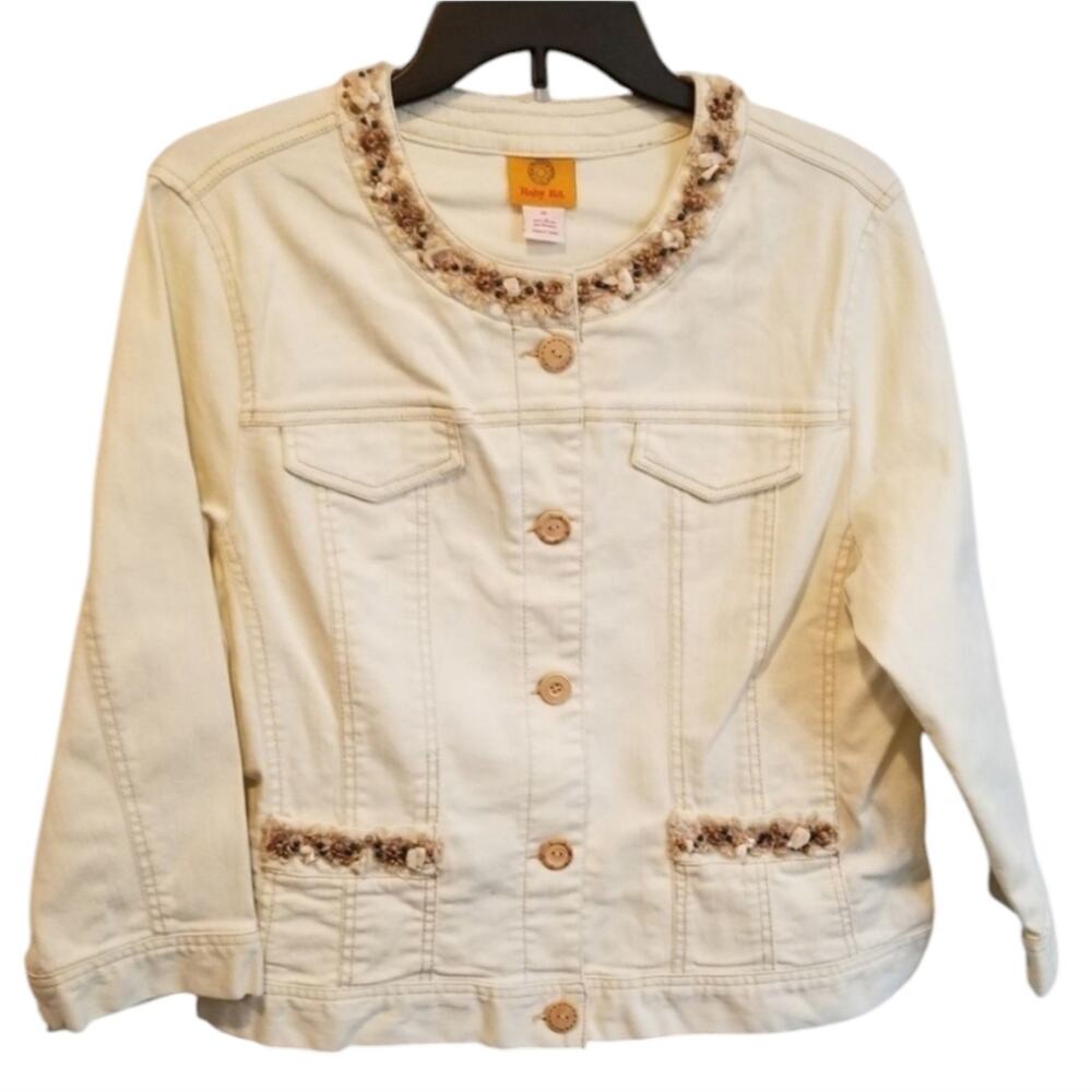 Ruby road embellished Beach wood Shell‎ Cream den… - image 1